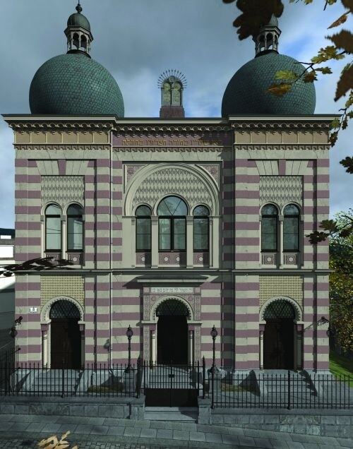 Die Synagoge von Gablonz (heute: Jablonec nad Nisou, Tschechische Republik)